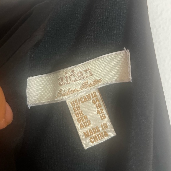 Aidan Mattox Halter Embroidered Long Gown, Pockets, Black White Size 12 - Picture 3 of 9